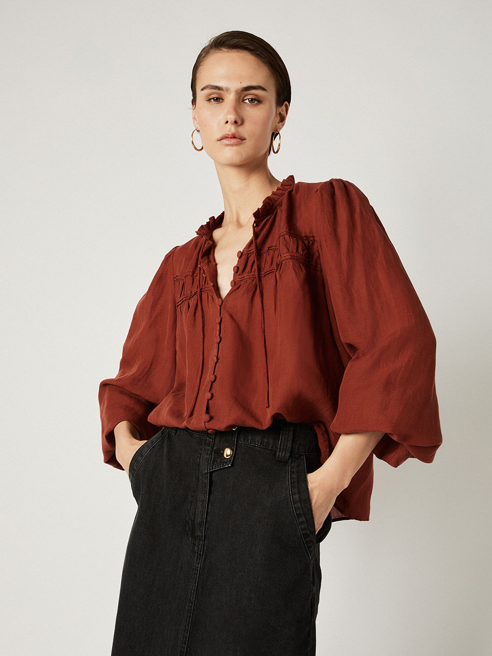 Mandy Blouse - CHESTNUT