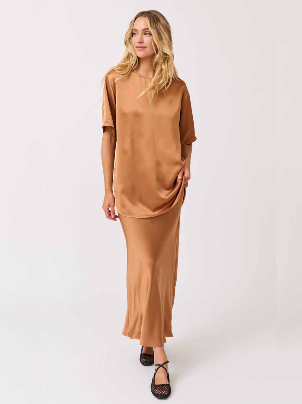 Amelia Satin Top - GOLDEN
