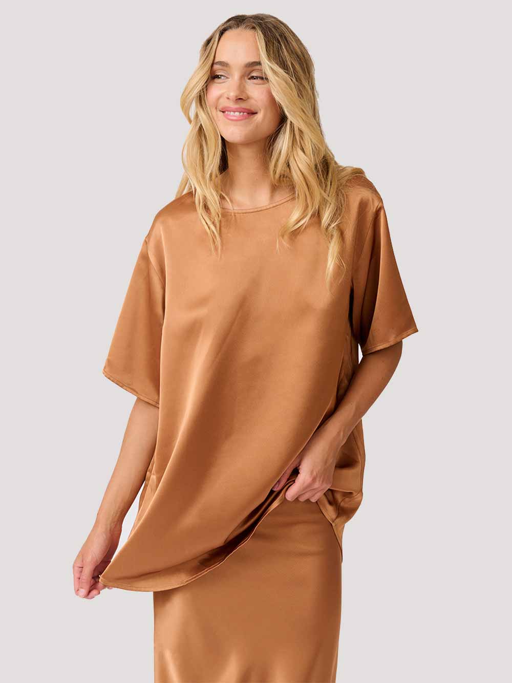 Amelia Satin Top - GOLDEN