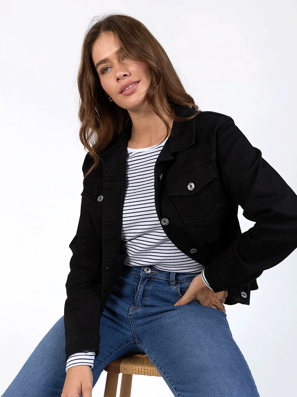 Angie Denim Jacket - BLACK