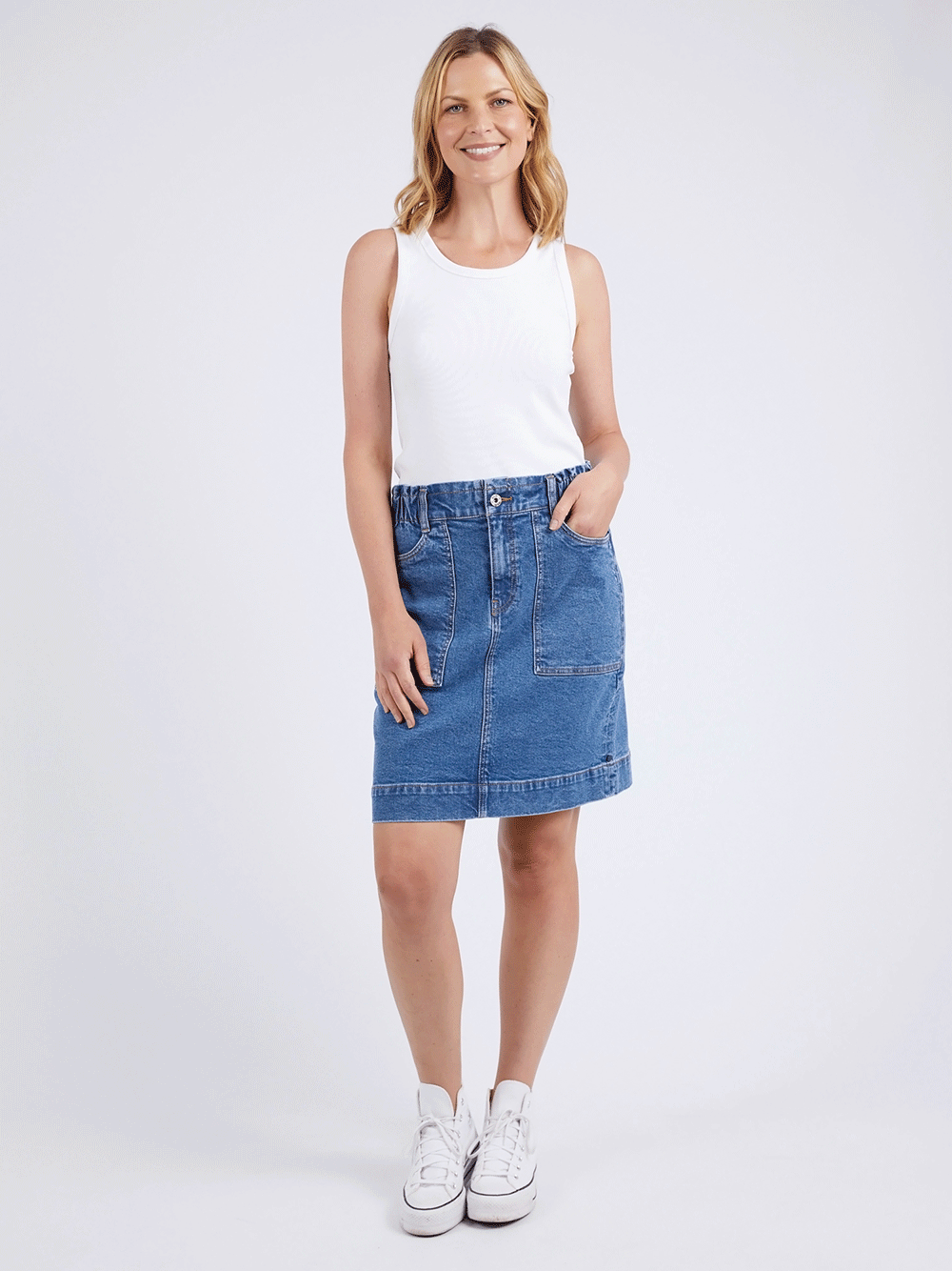 Atlas Denim Skirt - DARK DENIM