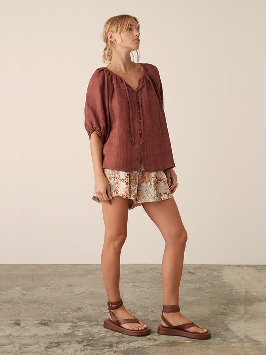 Amalfi Blouse - RUST