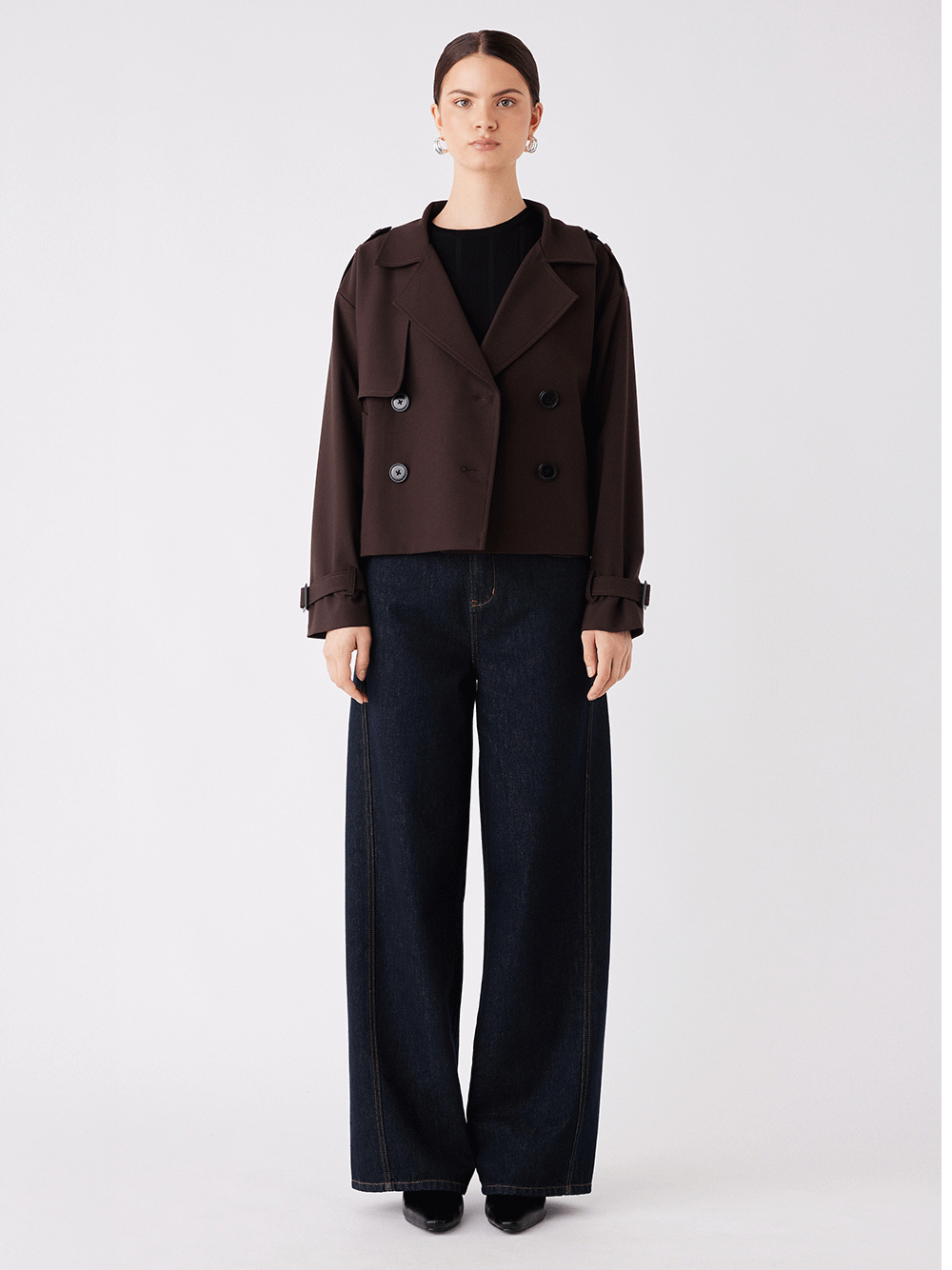 Avenue Cropped Trench - CHOCOLATE