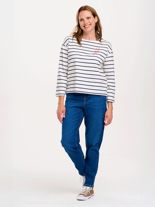 Billie Breton Top - OFF WHITE/NAVY LETS DANCE