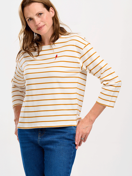 Billie Breton Top - OFF WHITE/TAN LIGHTNING