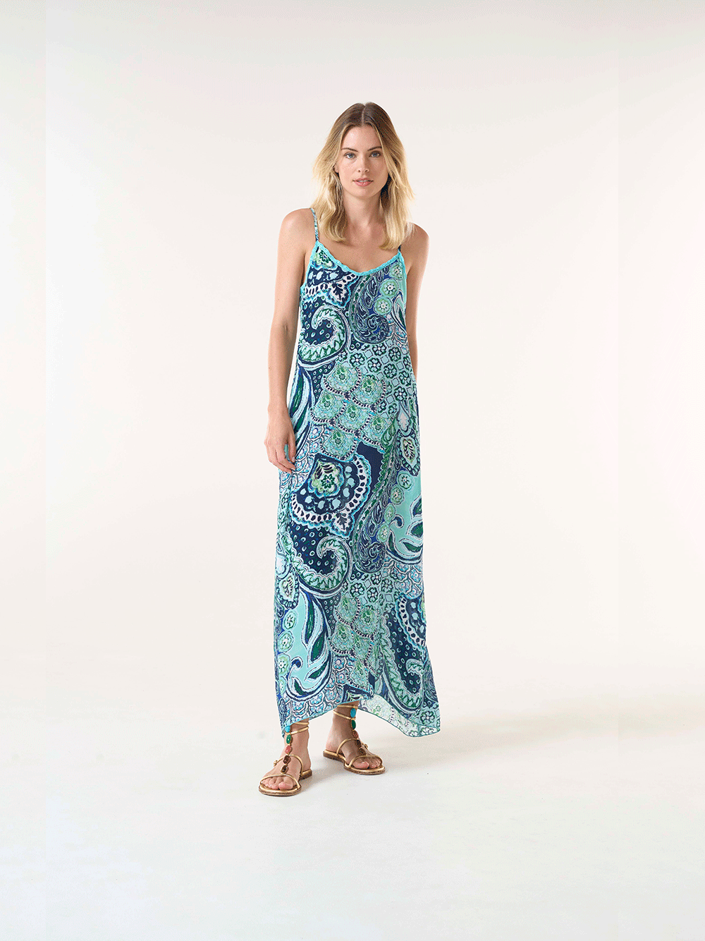 Antoinette Slip Dress - BRAZIL BLUE