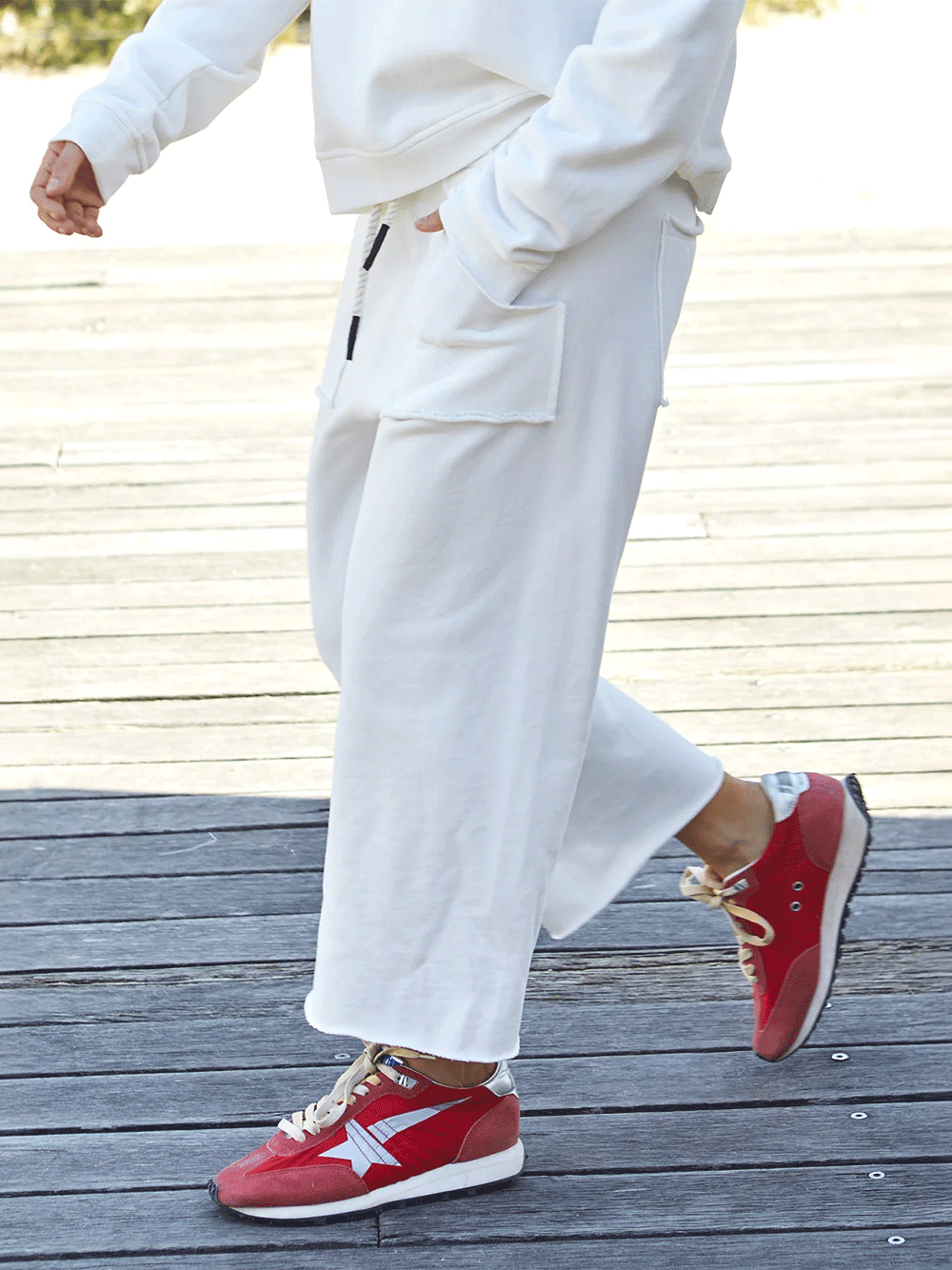 Frenchie Cropped Trackpant - WINTER WHITE