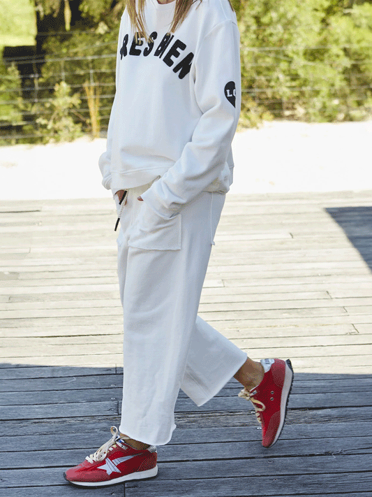 Frenchie Cropped Trackpant - WINTER WHITE