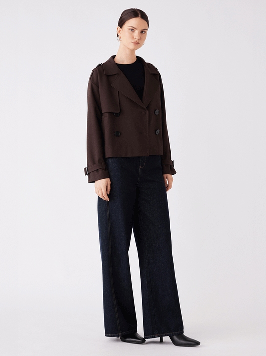 Avenue Cropped Trench - CHOCOLATE