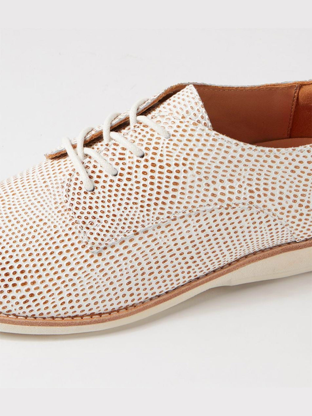 Derby Tan/White Snake Shoes