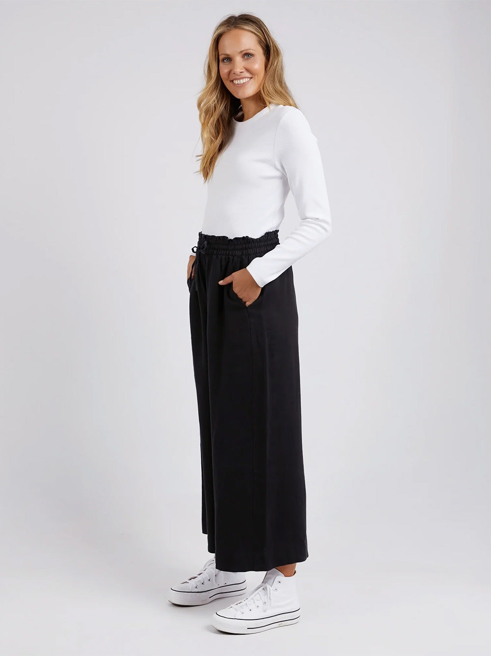 Dionne Wide Leg Pant - BLACK
