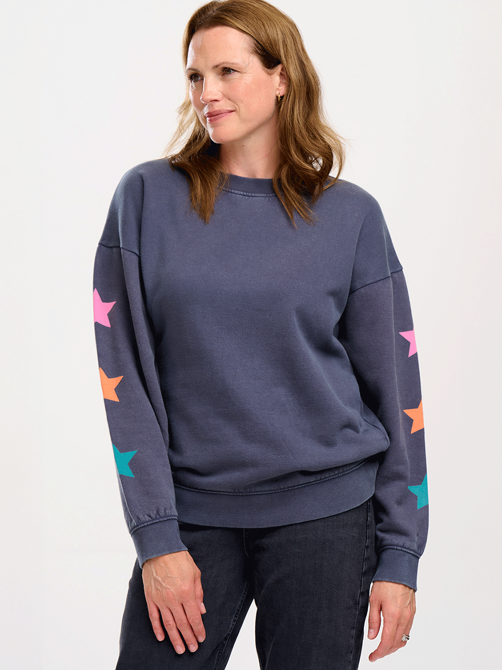 Eadie Sweatshirt - WASHED CHARCOAL/STAR SLEEVE