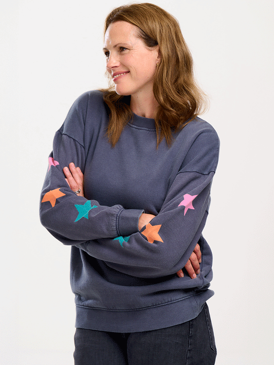 Eadie Sweatshirt - WASHED CHARCOAL/STAR SLEEVE