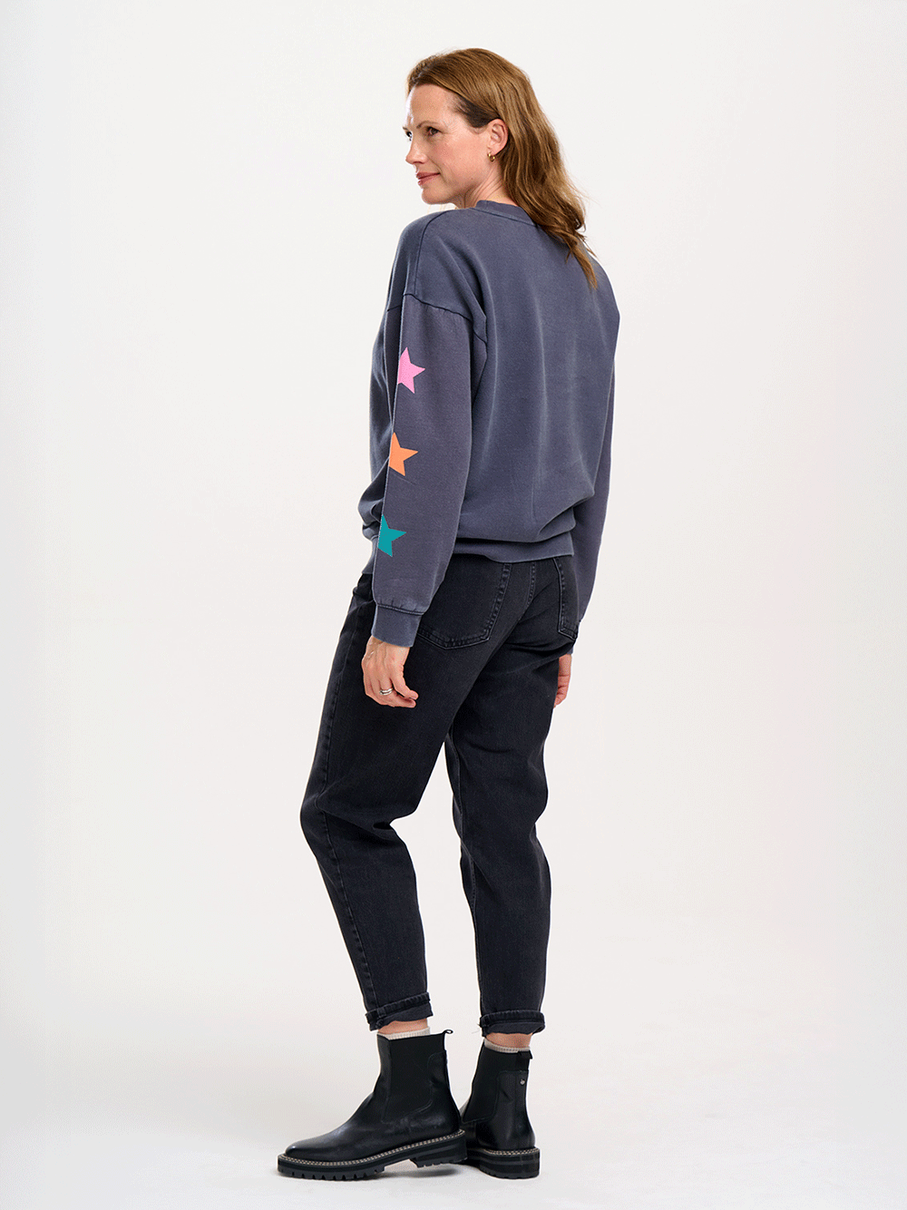 Eadie Sweatshirt - WASHED CHARCOAL/STAR SLEEVE