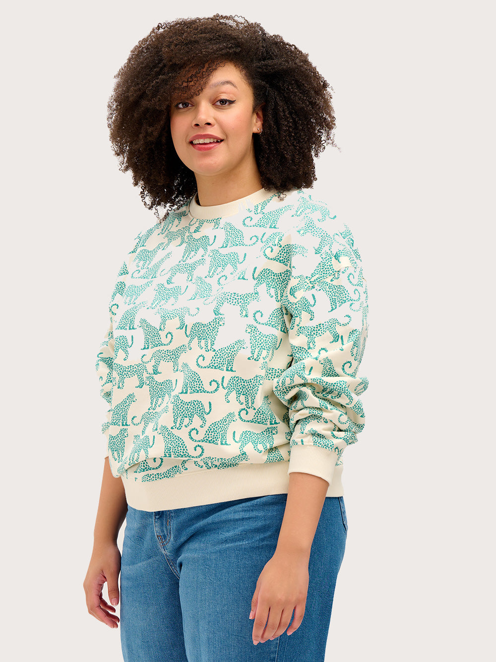 Eadie Relaxed Leopard Sweatshirt - GREEN