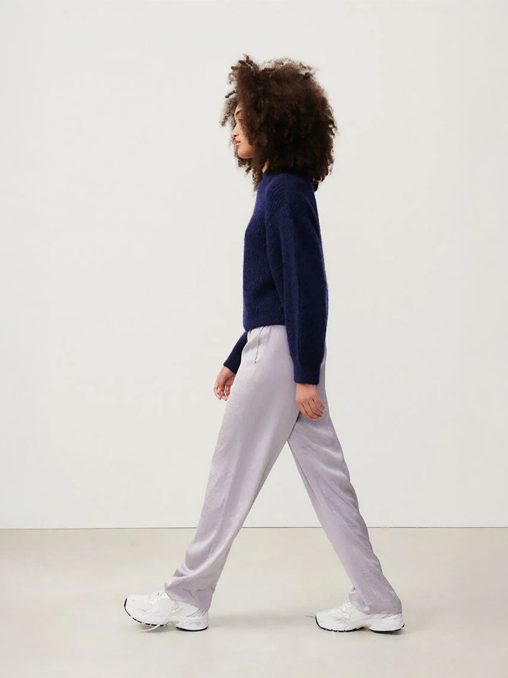 East Round Neck Pullover - NAVY MELANGE