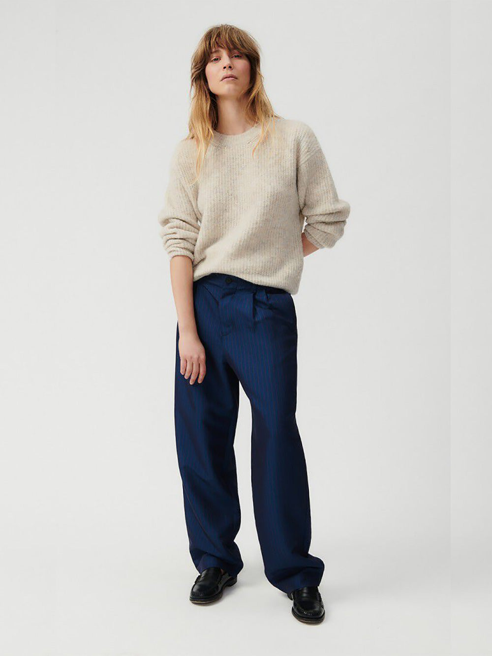 East Round Neck Pullover - POWDER SNOW MELANGE