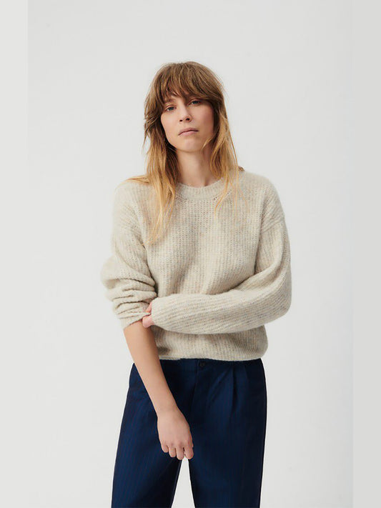 East Round Neck Pullover - POWDER SNOW MELANGE