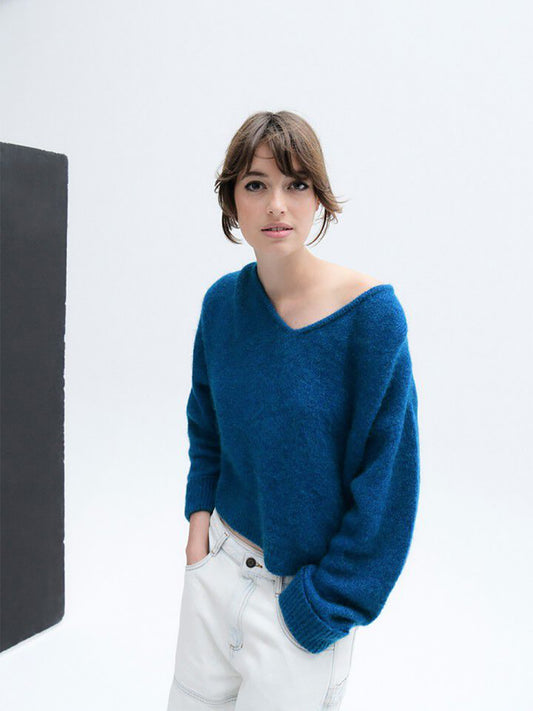 East V-Neck Pullover - BLUE MELANGE