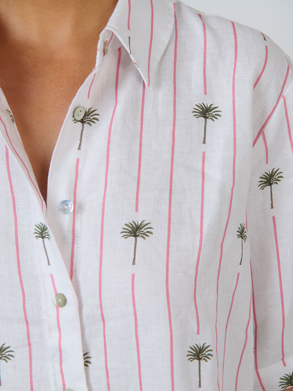 Linen Short Sleeve Shirt - PALMIER PRINT