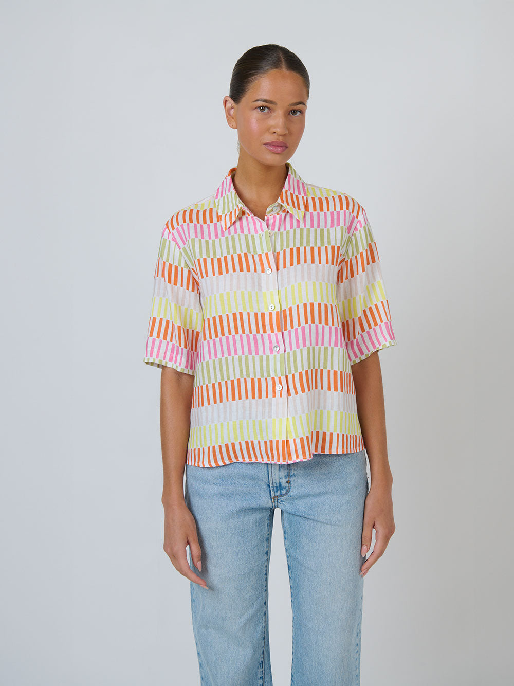 Linen Short Sleeve Shirt - JULIENNE PRINT