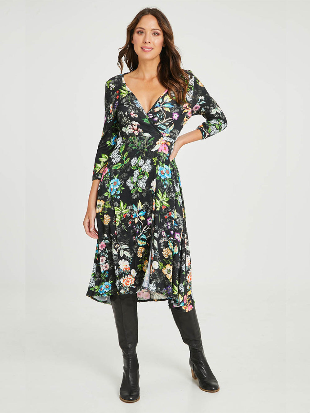 Evergreen Wrap Dress - BLACK