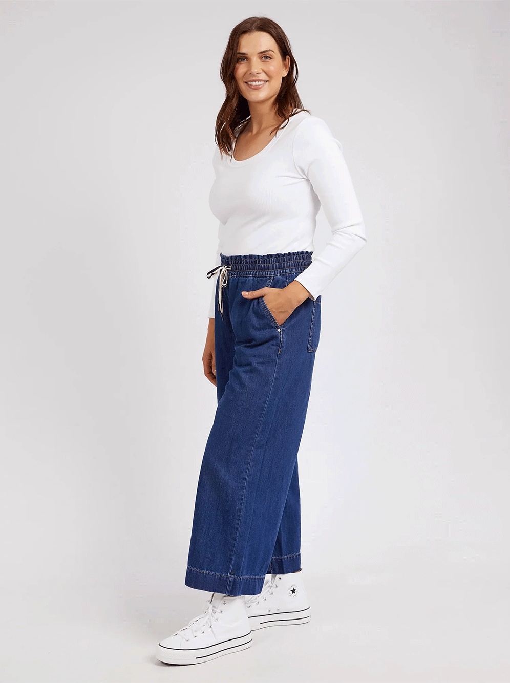 Greta Wide Leg Pant - DARK DENIM