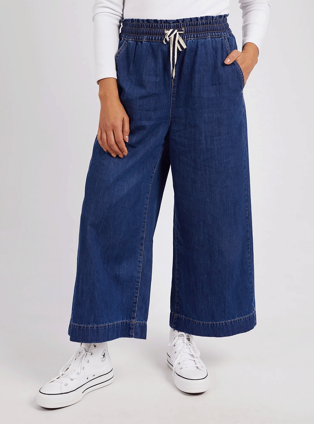 Greta Wide Leg Pant - DARK DENIM