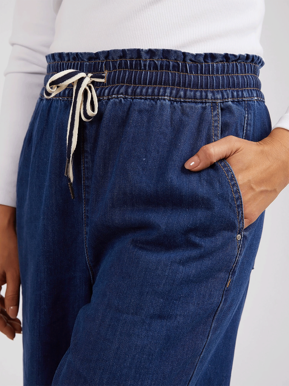 Greta Wide Leg Pant - DARK DENIM