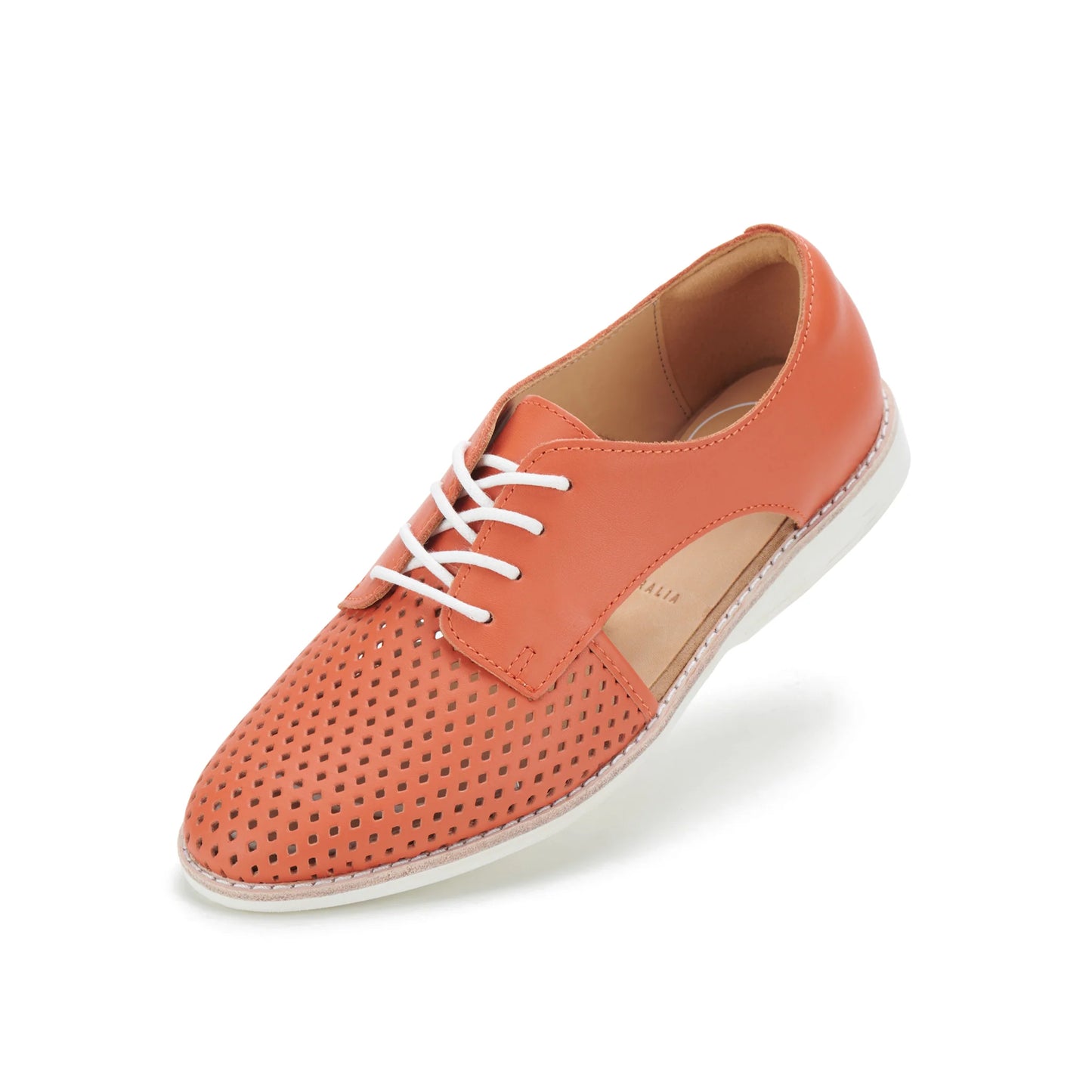 Derby Sidecut Punch Shoes - TANGERINE