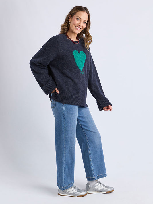 Intersia Heart Knit - NAVY