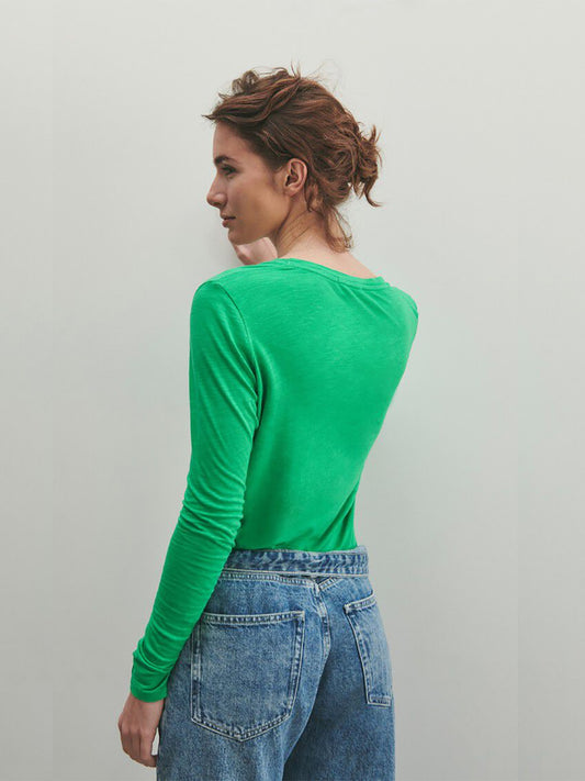Jacksonville L/S Scoop Neck Top - VINTAGE GREEN