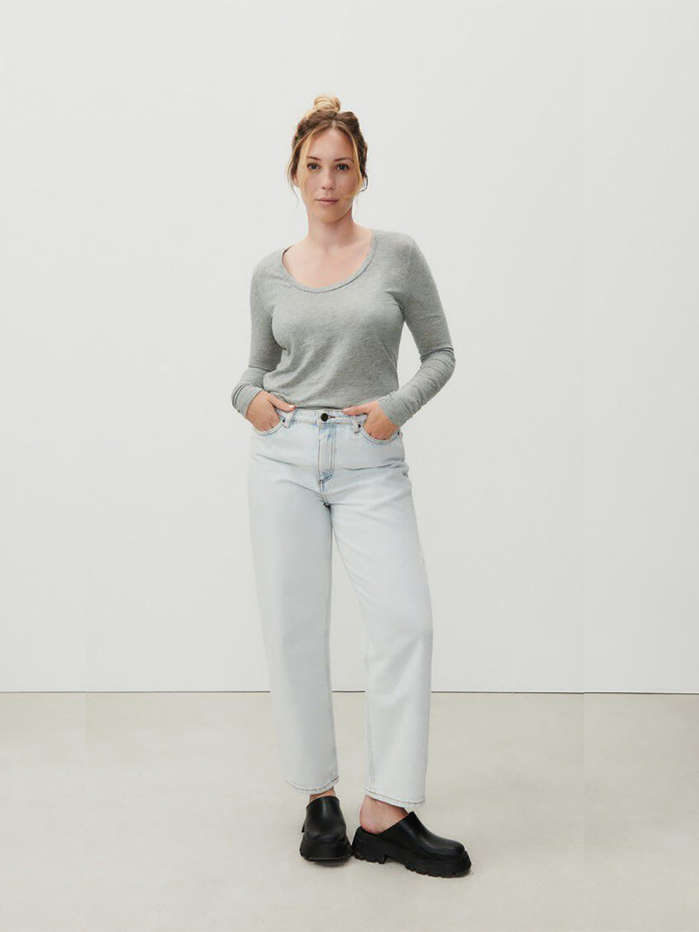 Jacksonville L/S Scoop Neck Top - HEATHER GREY