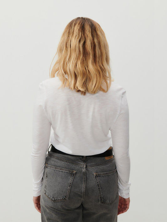 Jacksonville L/S Scoop Neck Top - WHITE