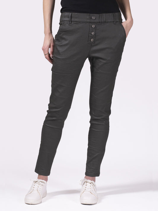 Jenna Vegan Leather Pants - OLIVE