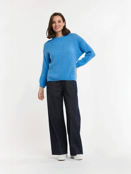 Knit Jumper with Splits - ROYAL BLUE