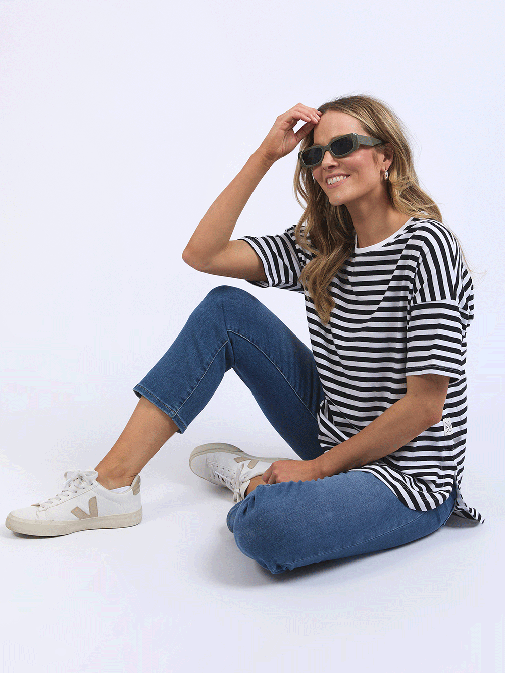 Lauren Stripe Short Sleeve Tee - BLACK/WHITE