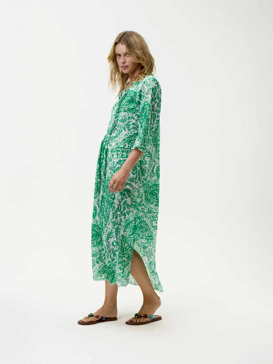 Long Poppy Esperance Print Cotton Dress