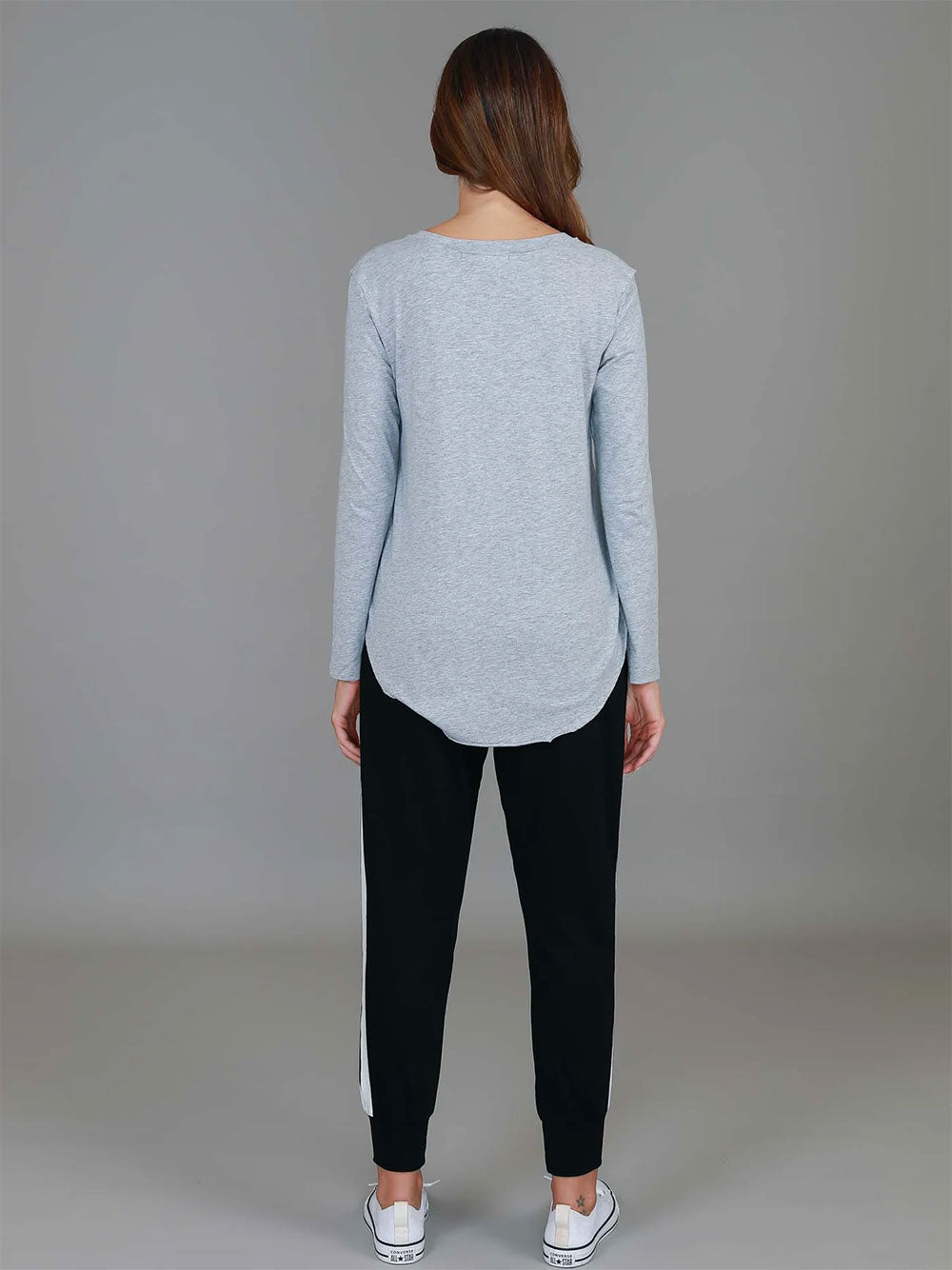Nora Long Sleeve Tee - GREY MARLE