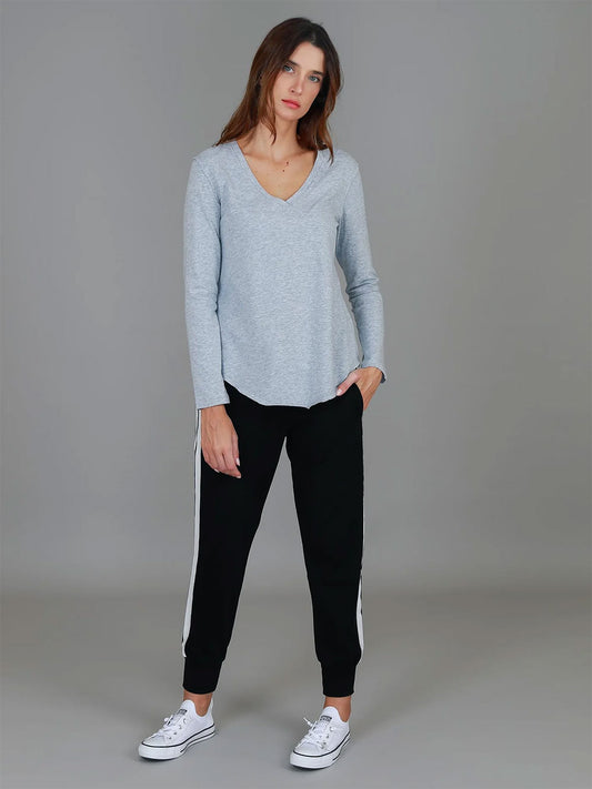 Nora Long Sleeve Tee - GREY MARLE