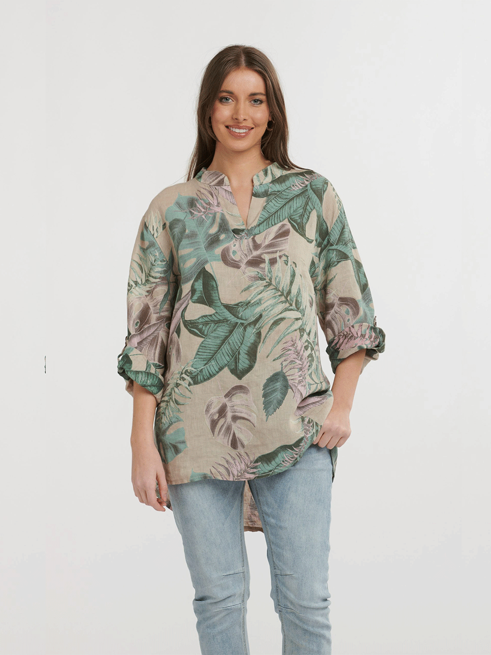 Hi Lo Floral Linen Top