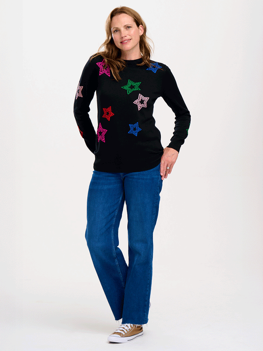 Rita Jumper - BLACK/RAINBOW STARS
