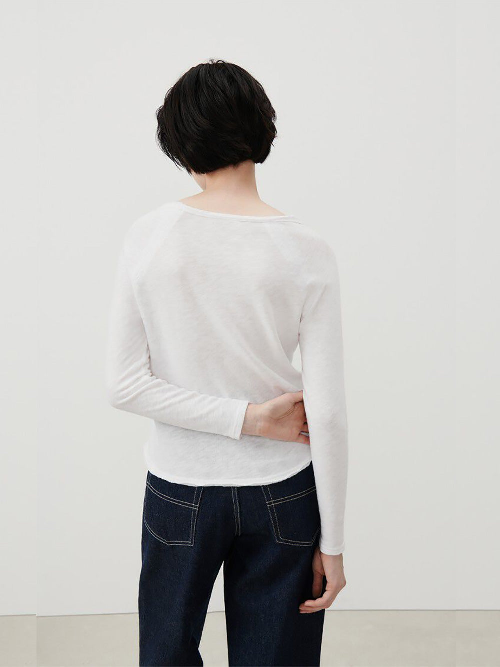 Sonoma Boat Neck Long Sleeve Top - WHITE