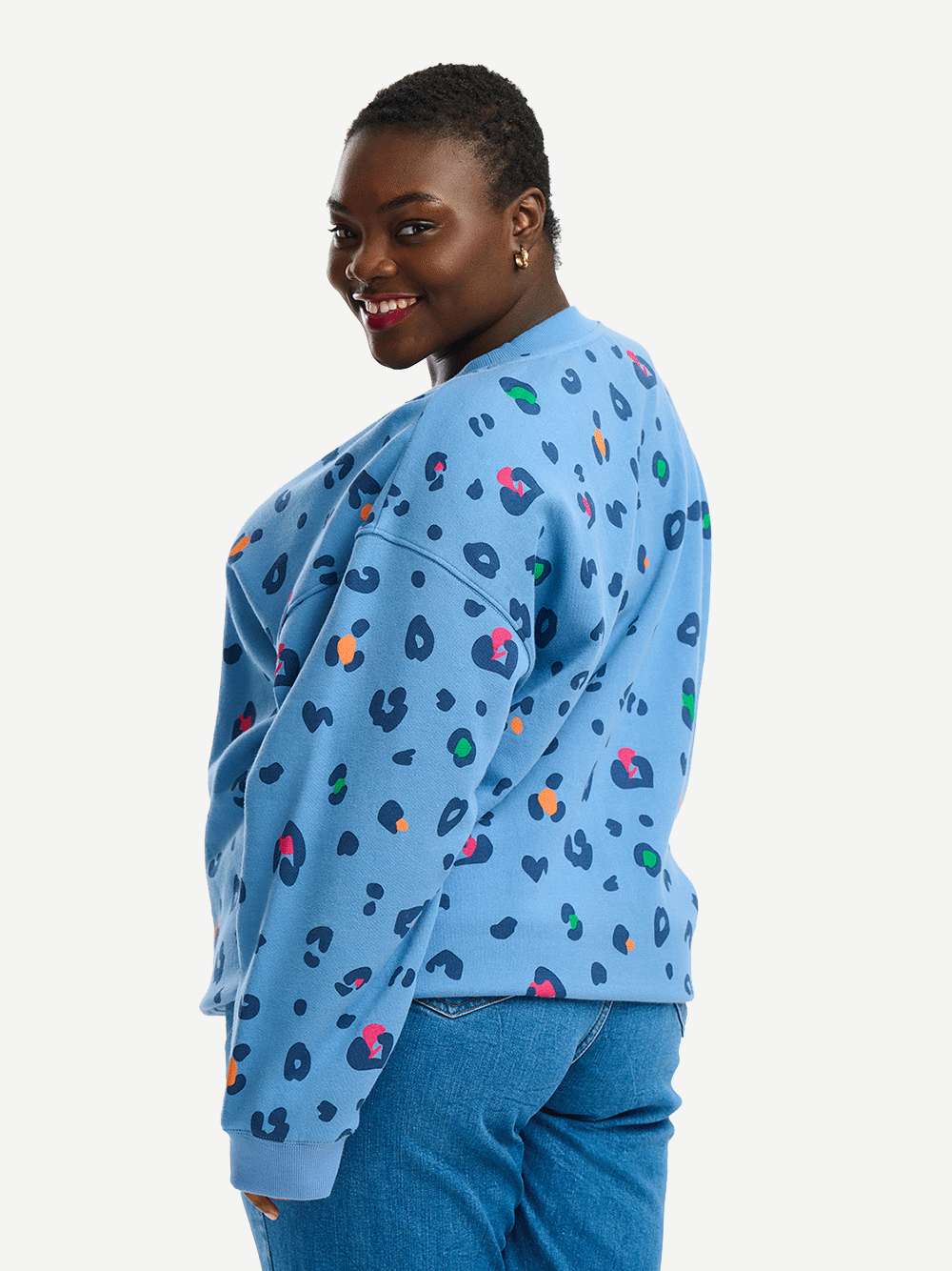 Eadie Relaxed Sweatshirt - BLUE COLOUR POP LEOPARD