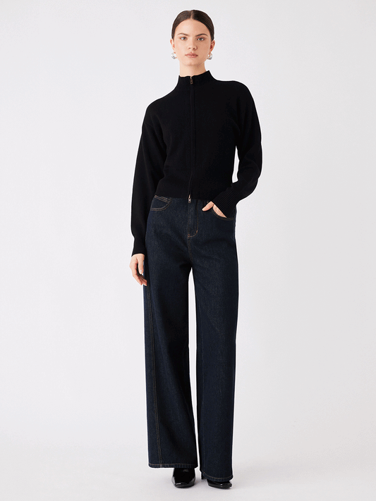 Sierra Zip Cardigan - BLACK