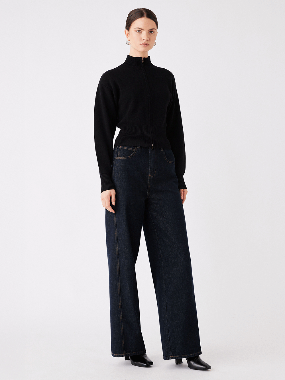 Sierra Zip Cardigan - BLACK