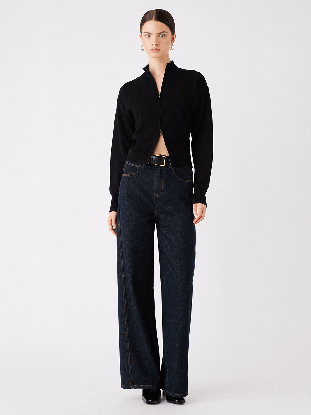 Sierra Zip Cardigan - BLACK