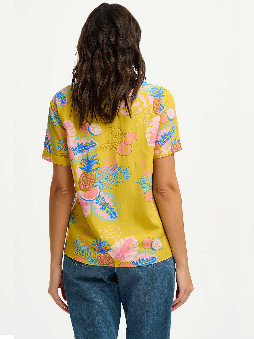 Rosalie Printed Top - YELLOW TROPICAL FRUITS