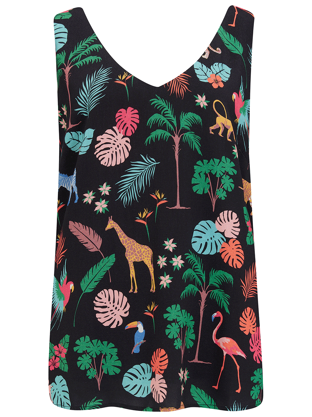 Romy Vest Top - BLACK TROPICAL SAFARI