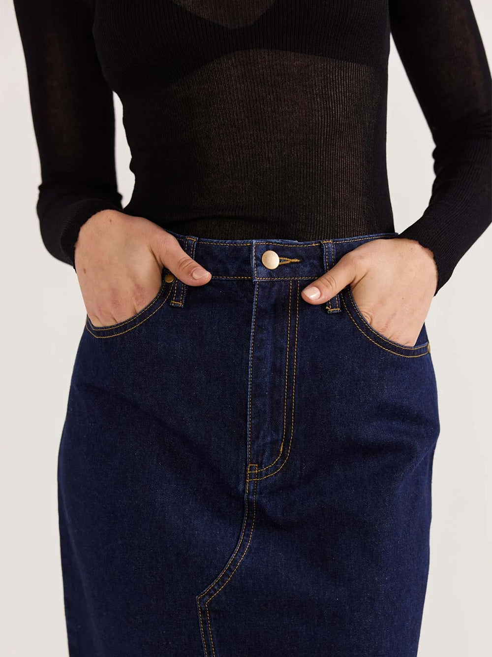 Vara Denim Midi Skirt